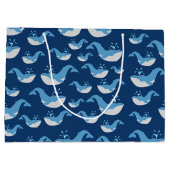 Grand Sac Cadeau Motif de baleines de l'océan bleu profond (Dos)