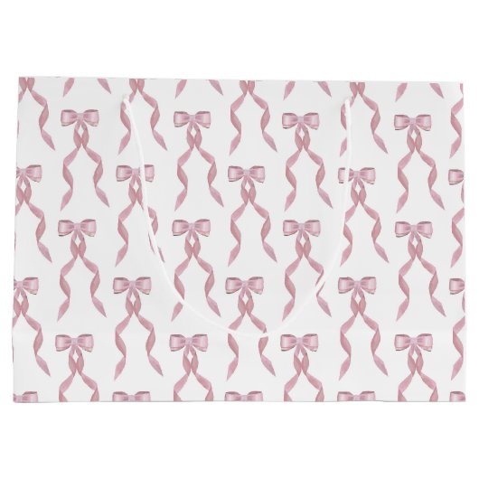 Grand Sac Cadeau Motif de Bow rose Aquarelle (Dos)