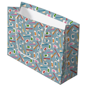 Grand Sac Cadeau Motif de brosse à dents et de pâte dentifrice