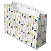 Grand Sac Cadeau Motif de cactus et de lamas (Dos Angle)