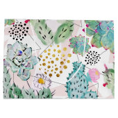 Grand Sac Cadeau motif de cactus et triangles aquarelle (Dos)
