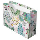 Grand Sac Cadeau motif de cactus et triangles aquarelle (Dos Angle)