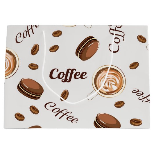 Grand Sac Cadeau Motif de café (Devant)