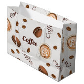 Grand Sac Cadeau Motif de café (Devant Angle)