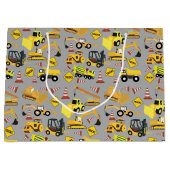 Grand Sac Cadeau Motif de camions de construction (Devant)