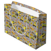 Grand Sac Cadeau Motif de camions de construction (Dos Angle)