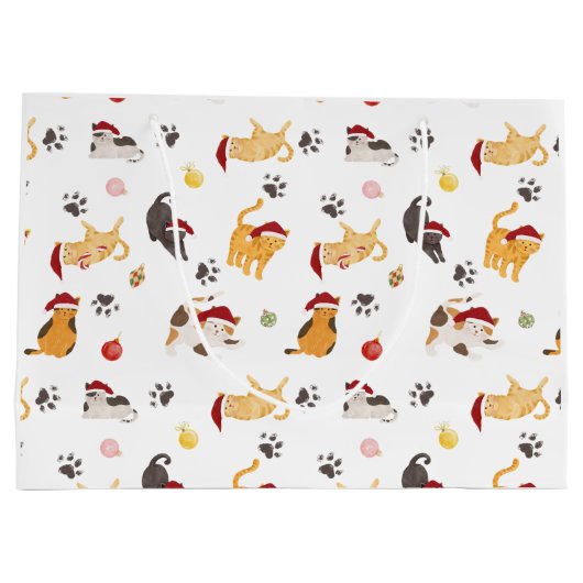 Grand Sac Cadeau Motif de chat de vacances mignon (Dos)
