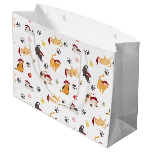 Grand Sac Cadeau Motif de chat de vacances mignon (Dos Angle)