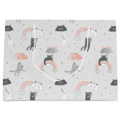 Grand Sac Cadeau Motif de chats à plume (Devant)