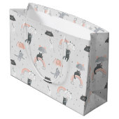 Grand Sac Cadeau Motif de chats à plume (Dos Angle)