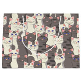 Grand Sac Cadeau Motif de chats blancs et gris (Devant)