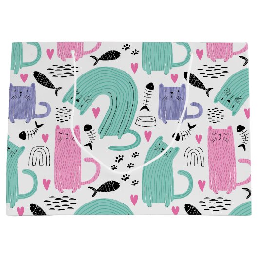 Grand Sac Cadeau Motif de chats mignons (Devant)