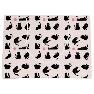 Grand Sac Cadeau Motif de chats noirs