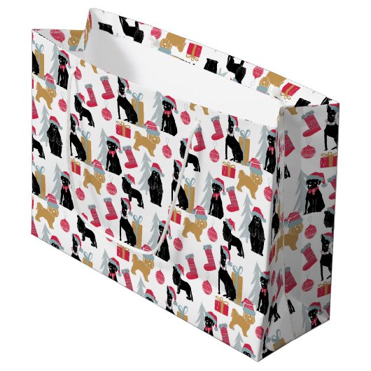 Grand Sac Cadeau Motif de chien de Joyeux Noël (Devant Angle)
