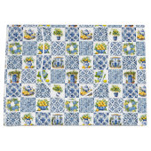 Grand Sac Cadeau Motif de citron d'été méditerranéen (Devant)