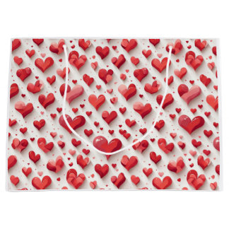 Grand Sac Cadeau Motif de coeur