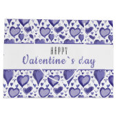 Grand Sac Cadeau Motif de coeur violet Bonne Saint Valentin  (Dos)
