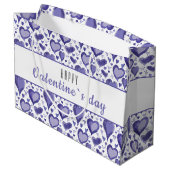 Grand Sac Cadeau Motif de coeur violet Bonne Saint Valentin  (Dos Angle)