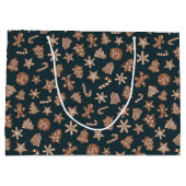 Grand Sac Cadeau Motif de cookies de Noël vert (Dos)