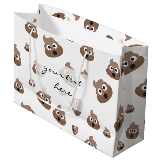 Grand Sac Cadeau Motif de Cute Poop Emoji (Devant Angle)