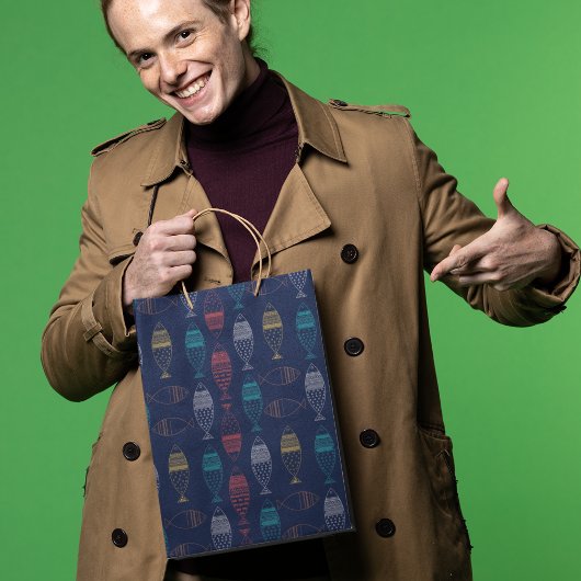 Grand Sac Cadeau Motif de dessin sur le poisson