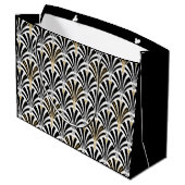 Grand Sac Cadeau Motif de fan d'art déco - noir et blanc (Dos Angle)