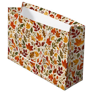 Grand Sac Cadeau Motif de feuilles d'automne