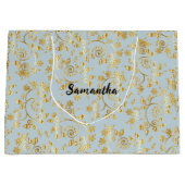 Grand Sac Cadeau motif de fleur dorée (Devant)