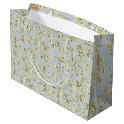 Grand Sac Cadeau motif de fleur dorée (Dos Angle)