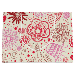 Grand Sac Cadeau Motif de fleurs