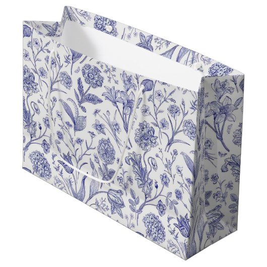 Grand Sac Cadeau Motif de fleurs (Devant Angle)