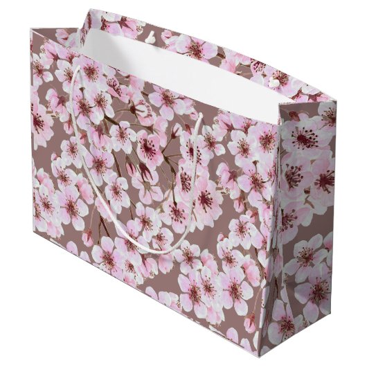 Grand Sac Cadeau Motif de fleurs de cerisiers (Dos Angle)