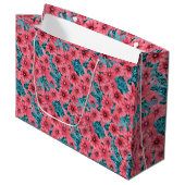 Grand Sac Cadeau Motif de fleurs de pétunia rouge (Devant Angle)