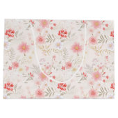 Grand Sac Cadeau Motif de fleurs roses pastel rouge blanc (Dos)