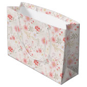 Grand Sac Cadeau Motif de fleurs roses pastel rouge blanc (Dos Angle)