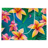 Grand Sac Cadeau Motif de fleurs tropicales hawaïennes (Dos)