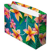 Grand Sac Cadeau Motif de fleurs tropicales hawaïennes (Dos Angle)