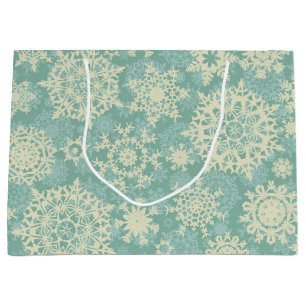 Grand Sac Cadeau Motif de flocon de neige	