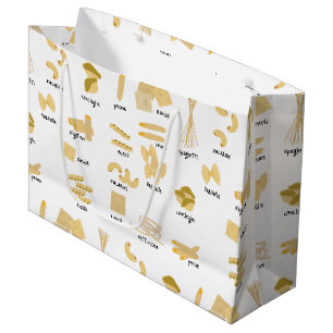 Grand Sac Cadeau Motif de formes et noms de pâtes italiennes