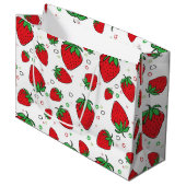 Grand Sac Cadeau Motif de fraises (Devant Angle)