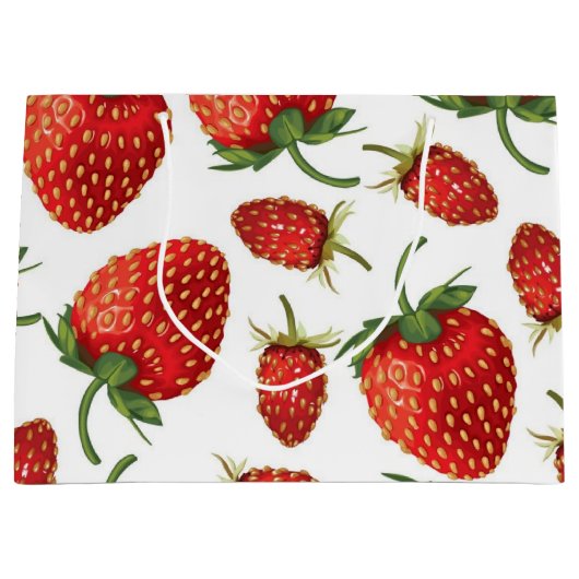 Grand Sac Cadeau Motif de fraises (Devant)