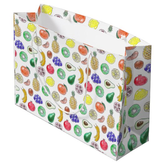 Grand Sac Cadeau Motif de fruits (Dos Angle)
