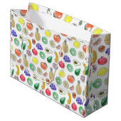 Grand Sac Cadeau Motif de fruits (Devant Angle)
