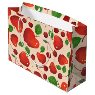 Grand Sac Cadeau Motif de fruits de cerises mignonnes