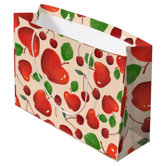 Grand Sac Cadeau Motif de fruits de cerises mignonnes (Dos Angle)