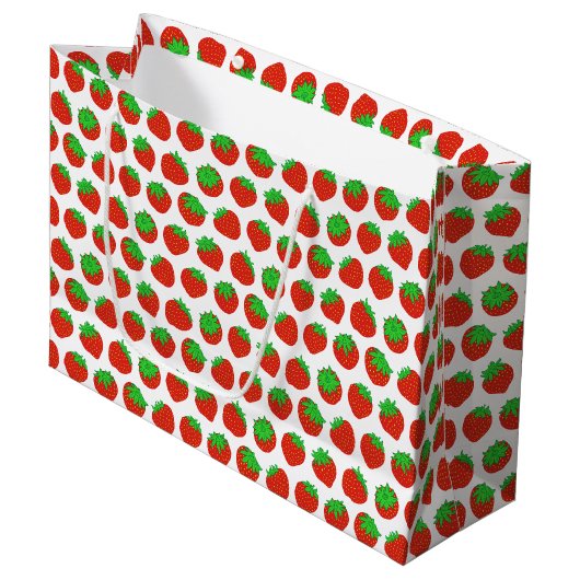 Grand Sac Cadeau Motif de fruits d'été aux fraises rouges (Devant Angle)