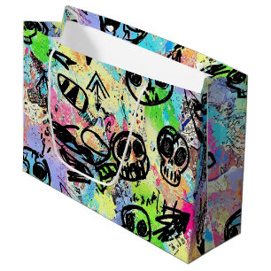 Grand Sac Cadeau Motif de graffiti urbain coloré (1)