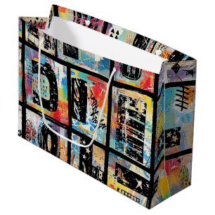 Grand Sac Cadeau Motif de graffiti urbain coloré (5)