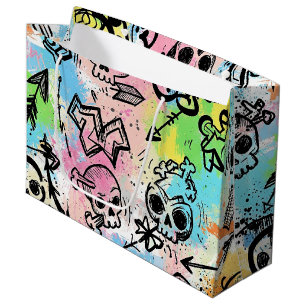 Grand Sac Cadeau Motif de graffiti urbain coloré (6)