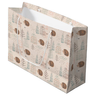 Grand Sac Cadeau Motif de hérisson de bois mignon
